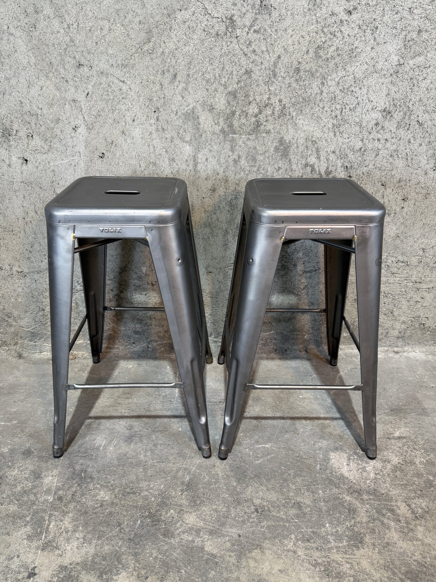 Pair of Tolix - Authentic Made In France - Marais Stools 27.5"