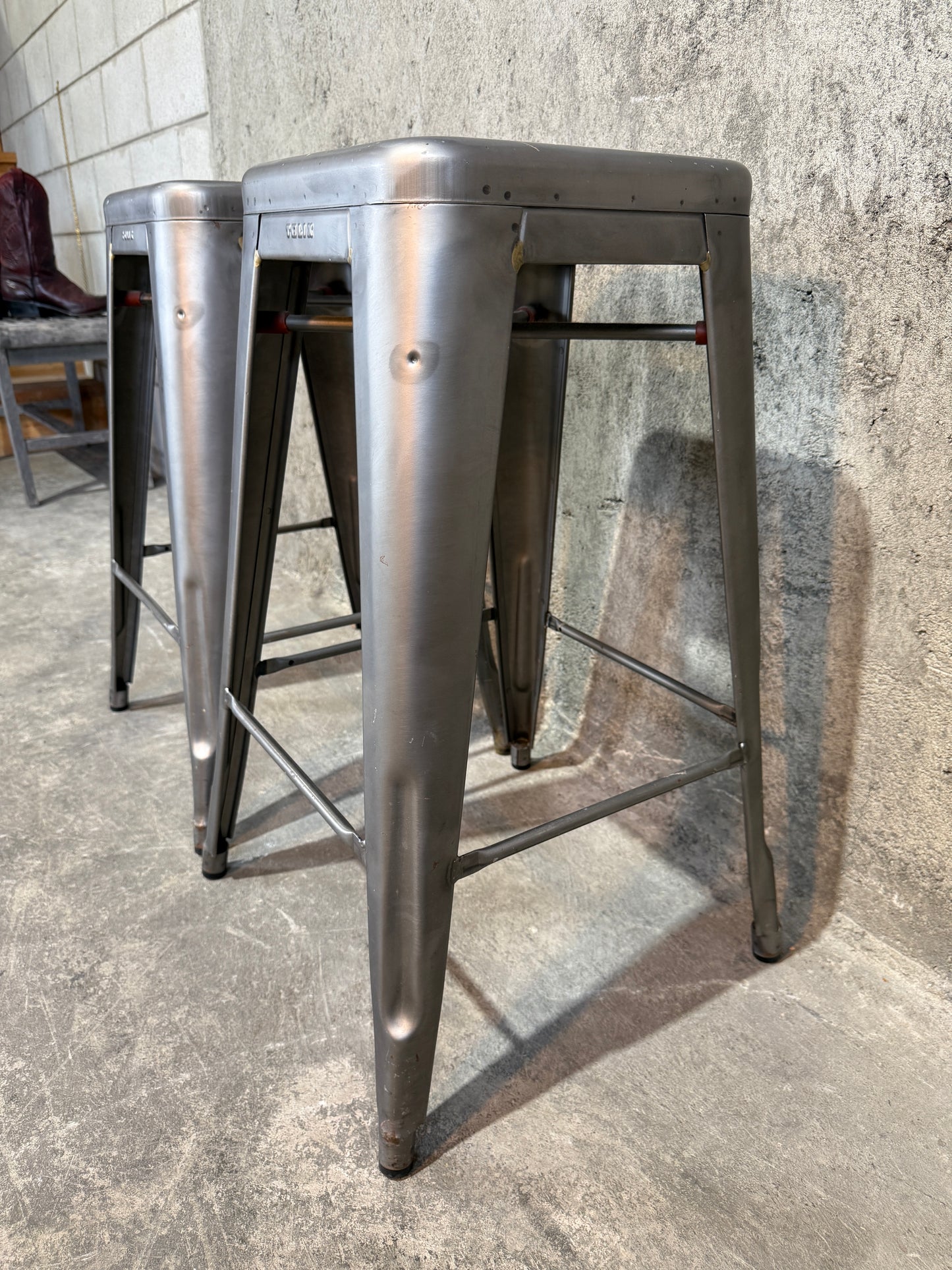 Pair of Tolix - Authentic Made In France - Marais Stools 27.5"