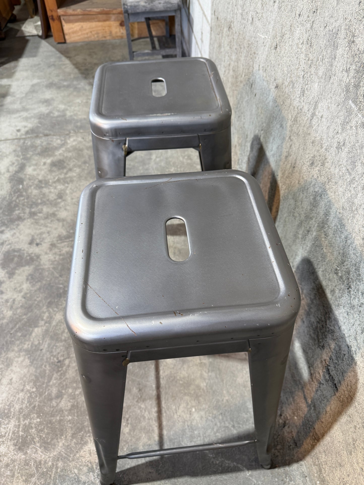 Pair of Tolix - Authentic Made In France - Marais Stools 27.5"