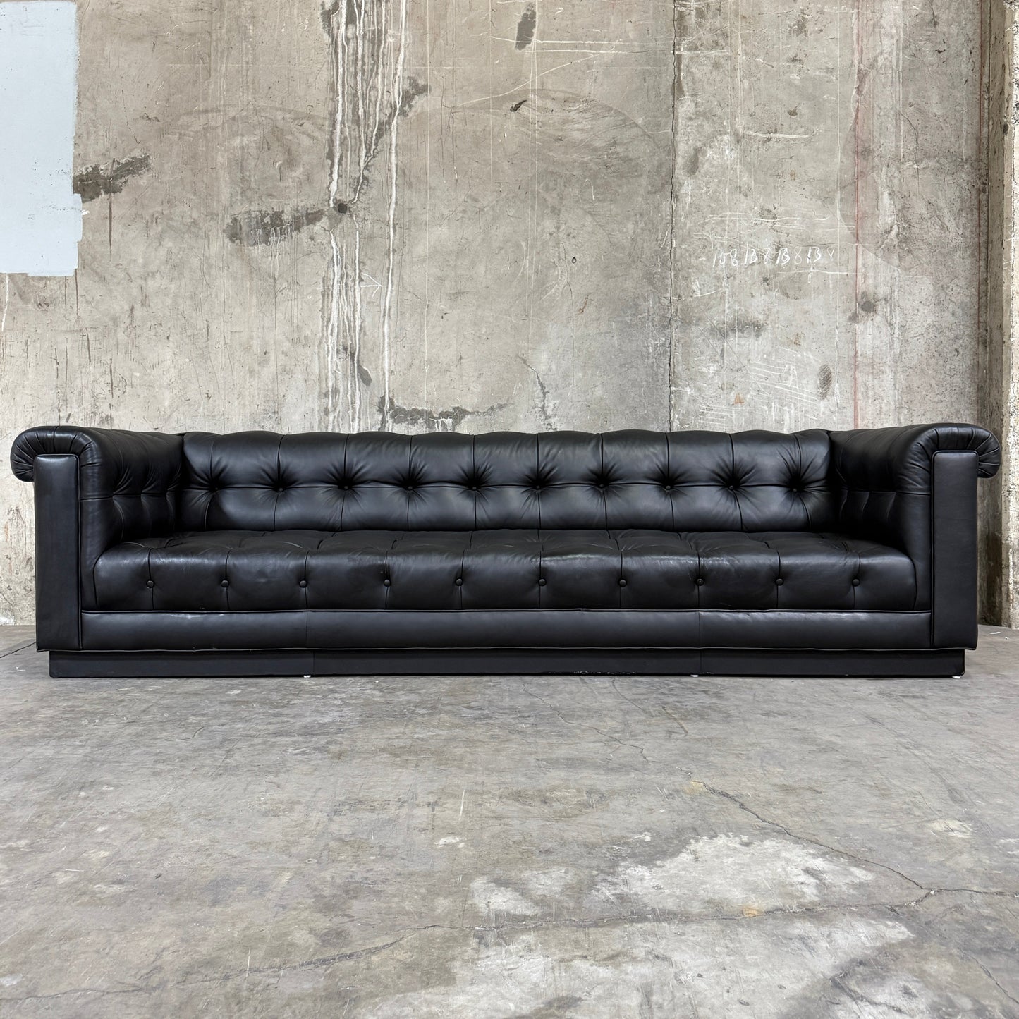 Iconic 1960s Leather Chesterfield Sofa – Restored by Fitzgeralds San Francisco, 110”
