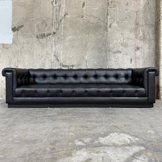 Iconic 1960s Leather Chesterfield Sofa – Restored by Fitzgeralds San Francisco, 110”