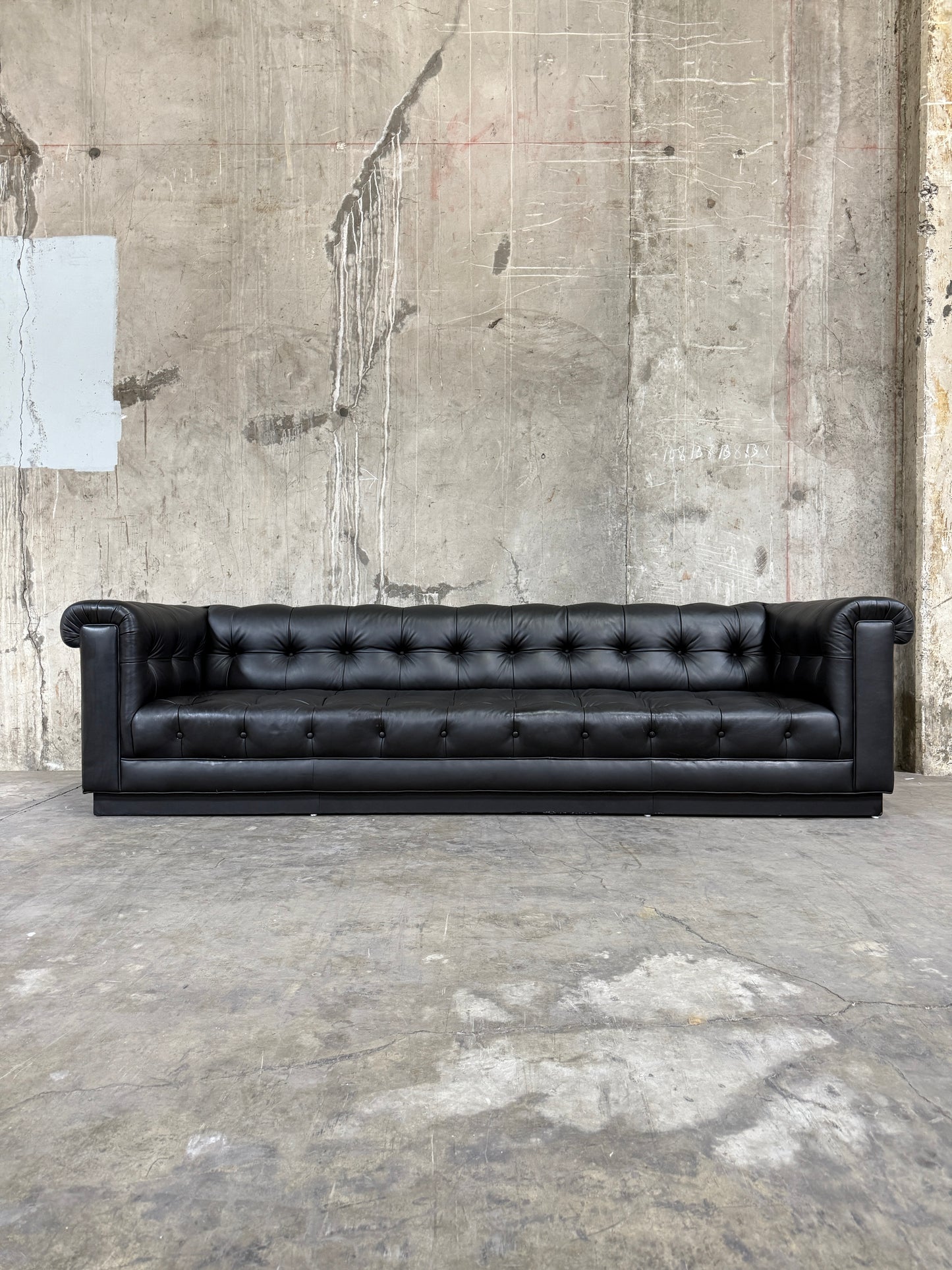 Iconic 1960s Leather Chesterfield Sofa – Restored by Fitzgeralds San Francisco, 110”