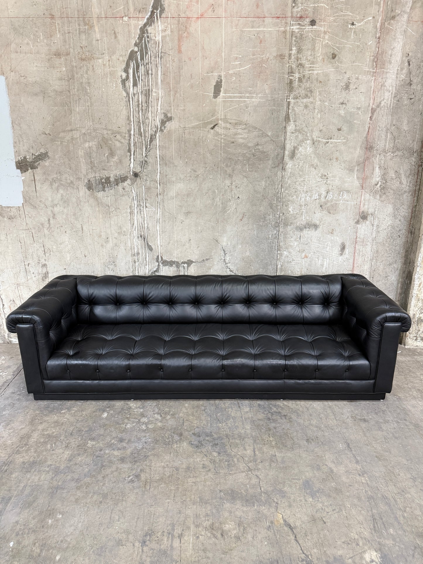 Iconic 1960s Leather Chesterfield Sofa – Restored by Fitzgeralds San Francisco, 110”