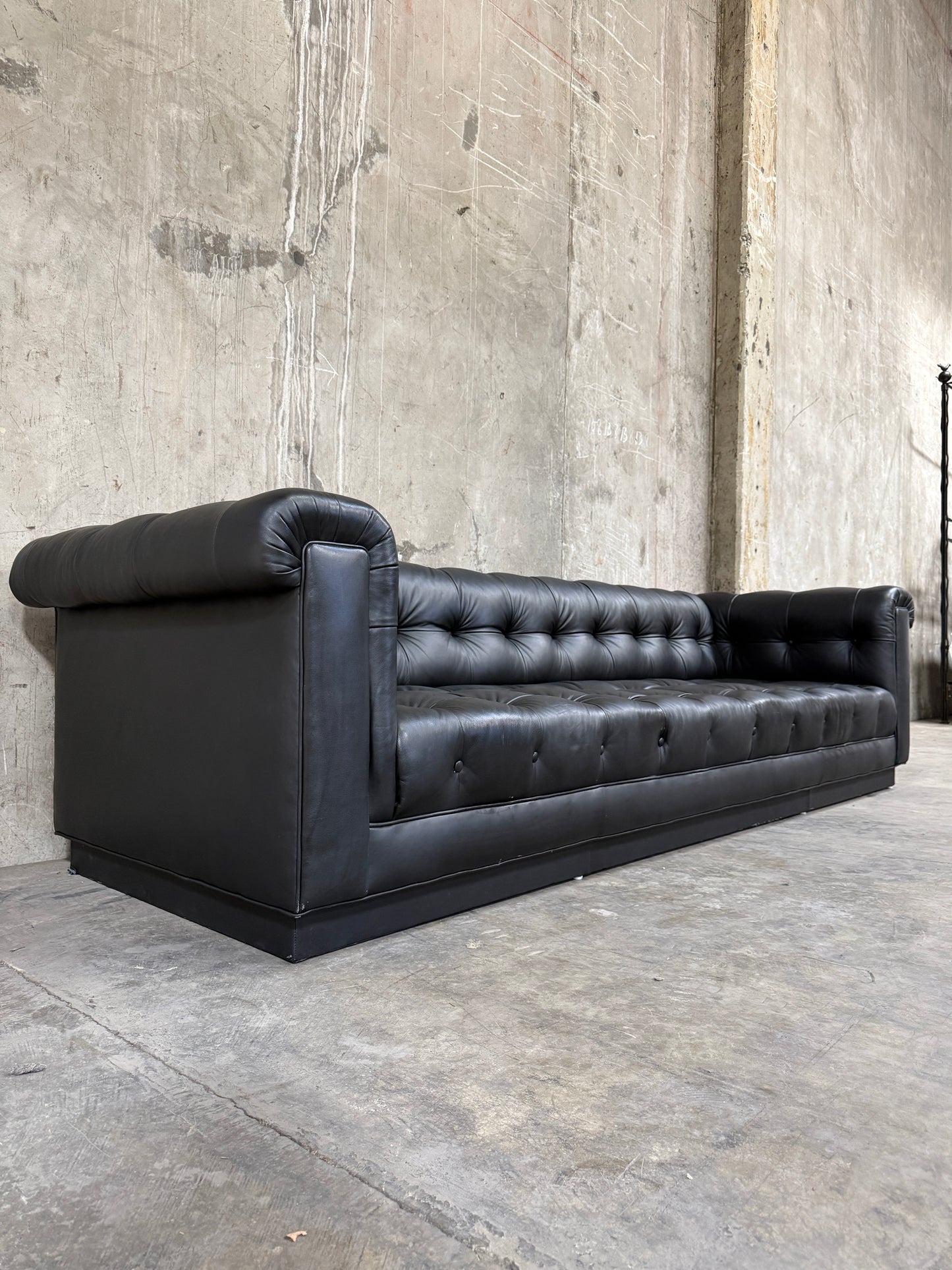Iconic 1960s Leather Chesterfield Sofa – Restored by Fitzgeralds San Francisco, 110”