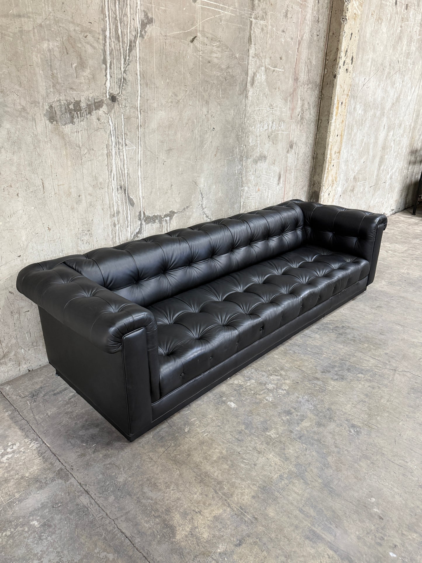 Iconic 1960s Leather Chesterfield Sofa – Restored by Fitzgeralds San Francisco, 110”