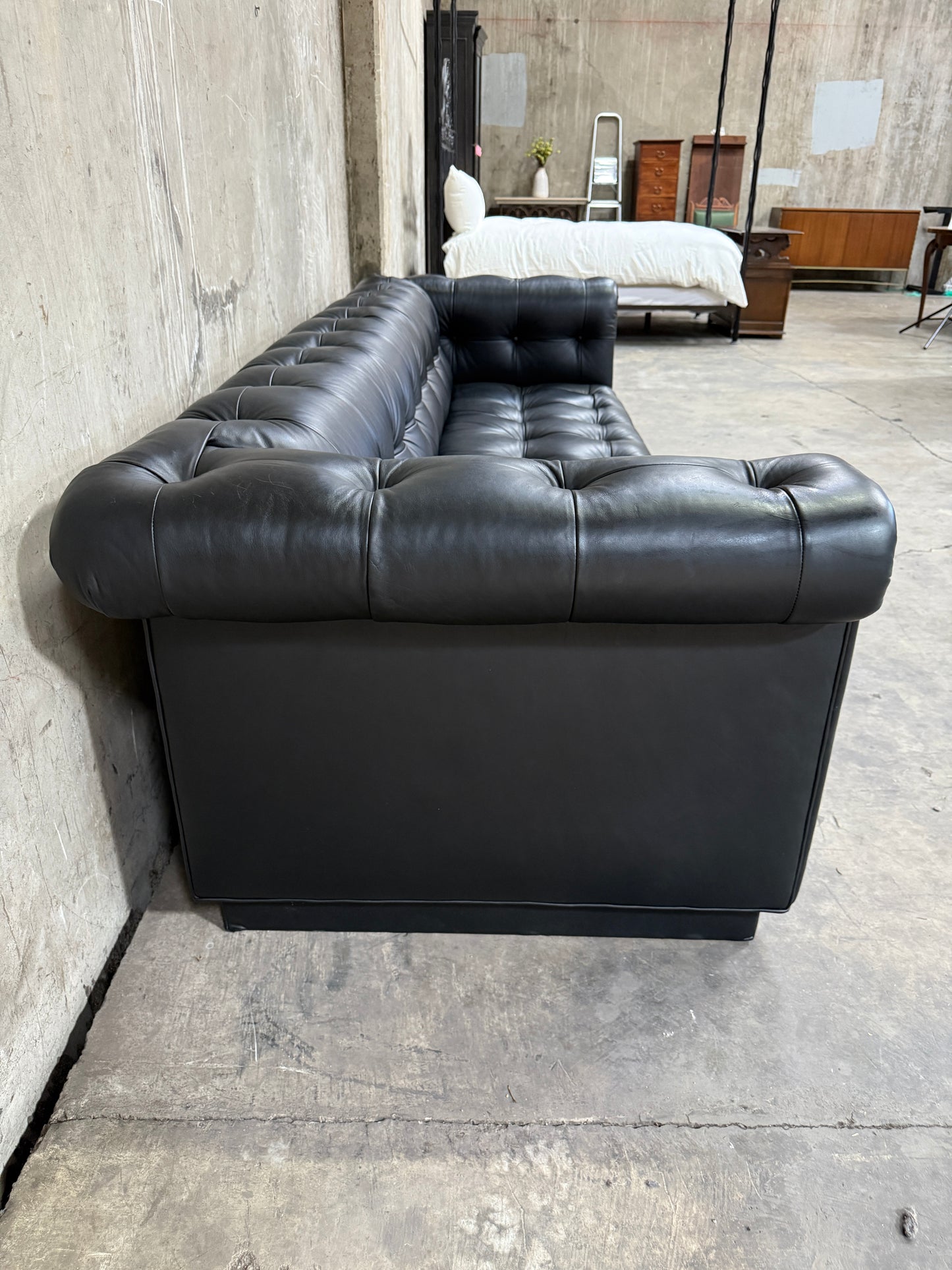 Iconic 1960s Leather Chesterfield Sofa – Restored by Fitzgeralds San Francisco, 110”