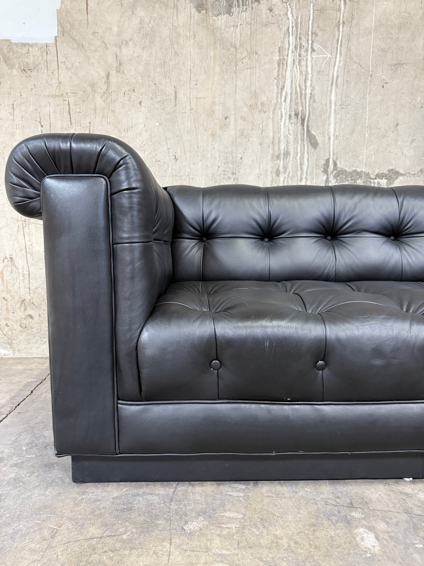 Iconic 1960s Leather Chesterfield Sofa – Restored by Fitzgeralds San Francisco, 110”