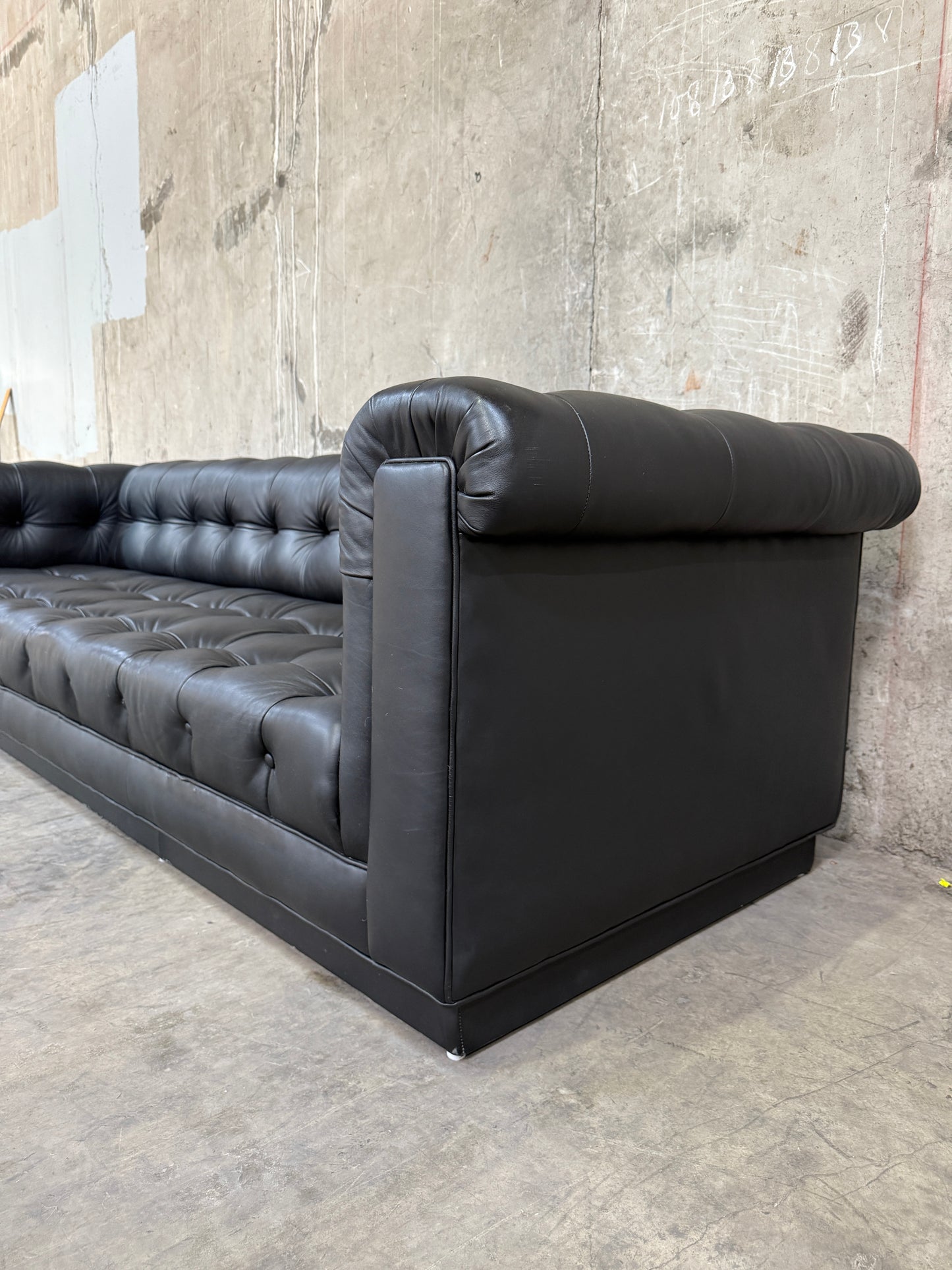 Iconic 1960s Leather Chesterfield Sofa – Restored by Fitzgeralds San Francisco, 110”