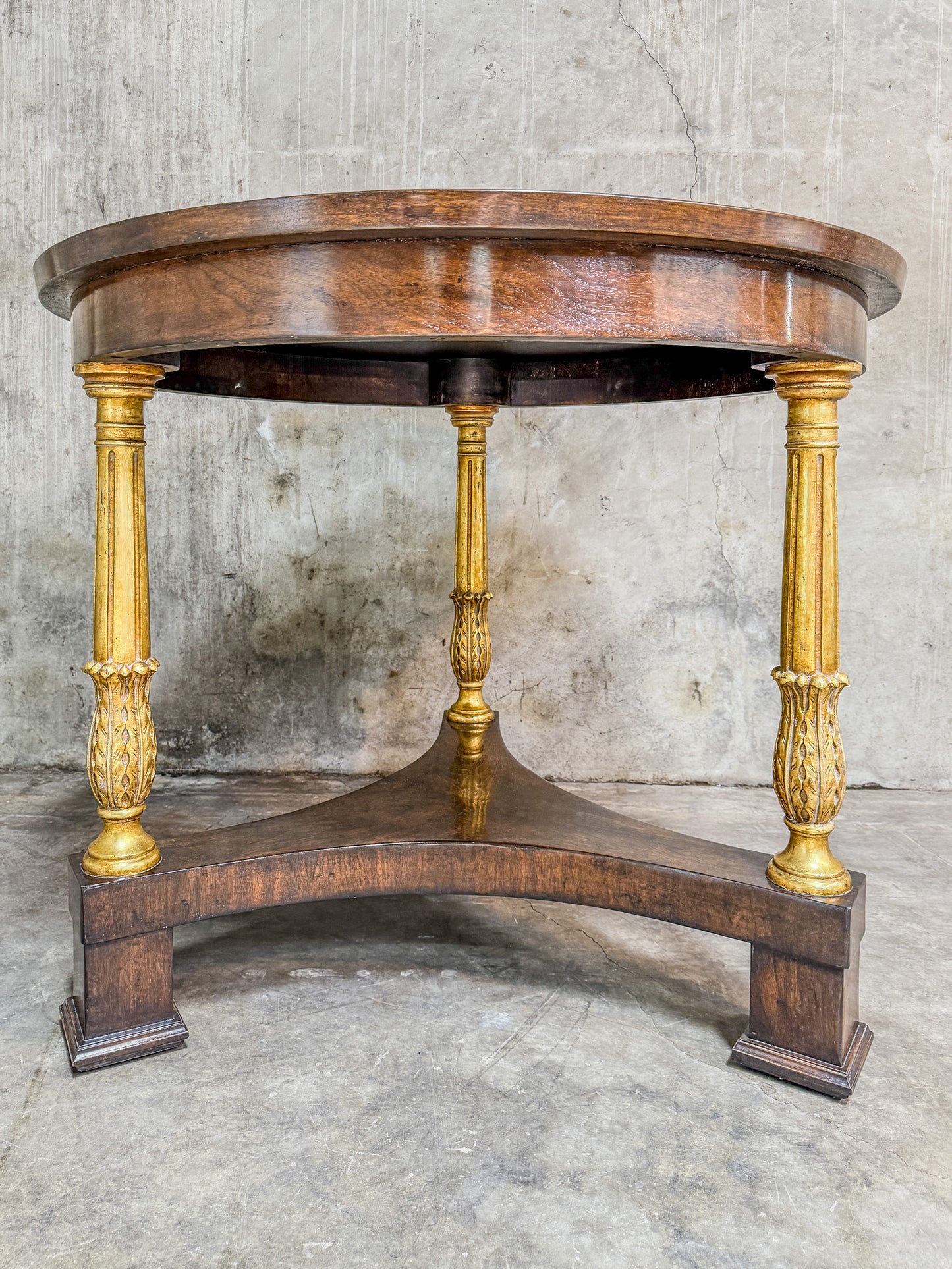 Exquisite Ebanista D'Orsay Gallery Table - Hand-Planed Walnut, 22K Gold Finish - Like New!