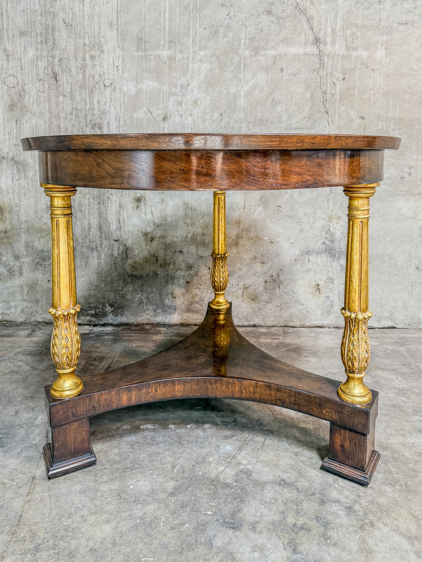 Exquisite Ebanista D'Orsay Gallery Table - Hand-Planed Walnut, 22K Gold Finish - Like New!