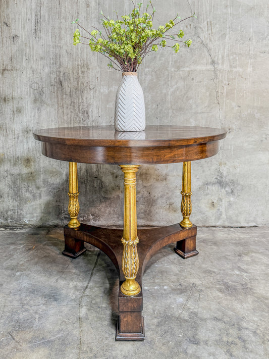 Exquisite Ebanista D'Orsay Gallery Table - Hand-Planed Walnut, 22K Gold Finish - Like New!