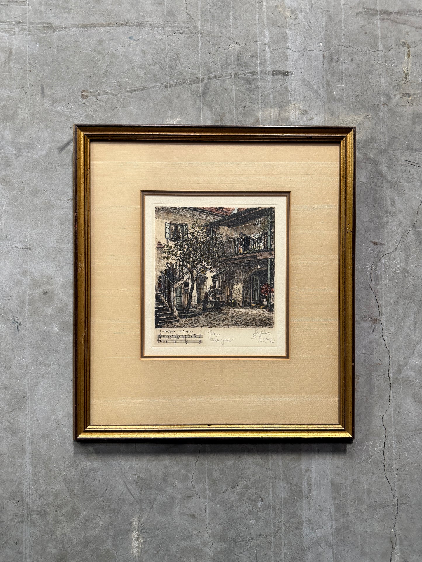 Henry Goering Beethoven Pastorale VI Symphonie Etching, Framed