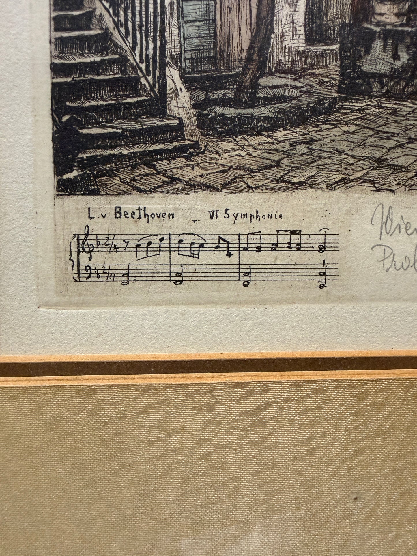Henry Goering Beethoven Pastorale VI Symphonie Etching, Framed