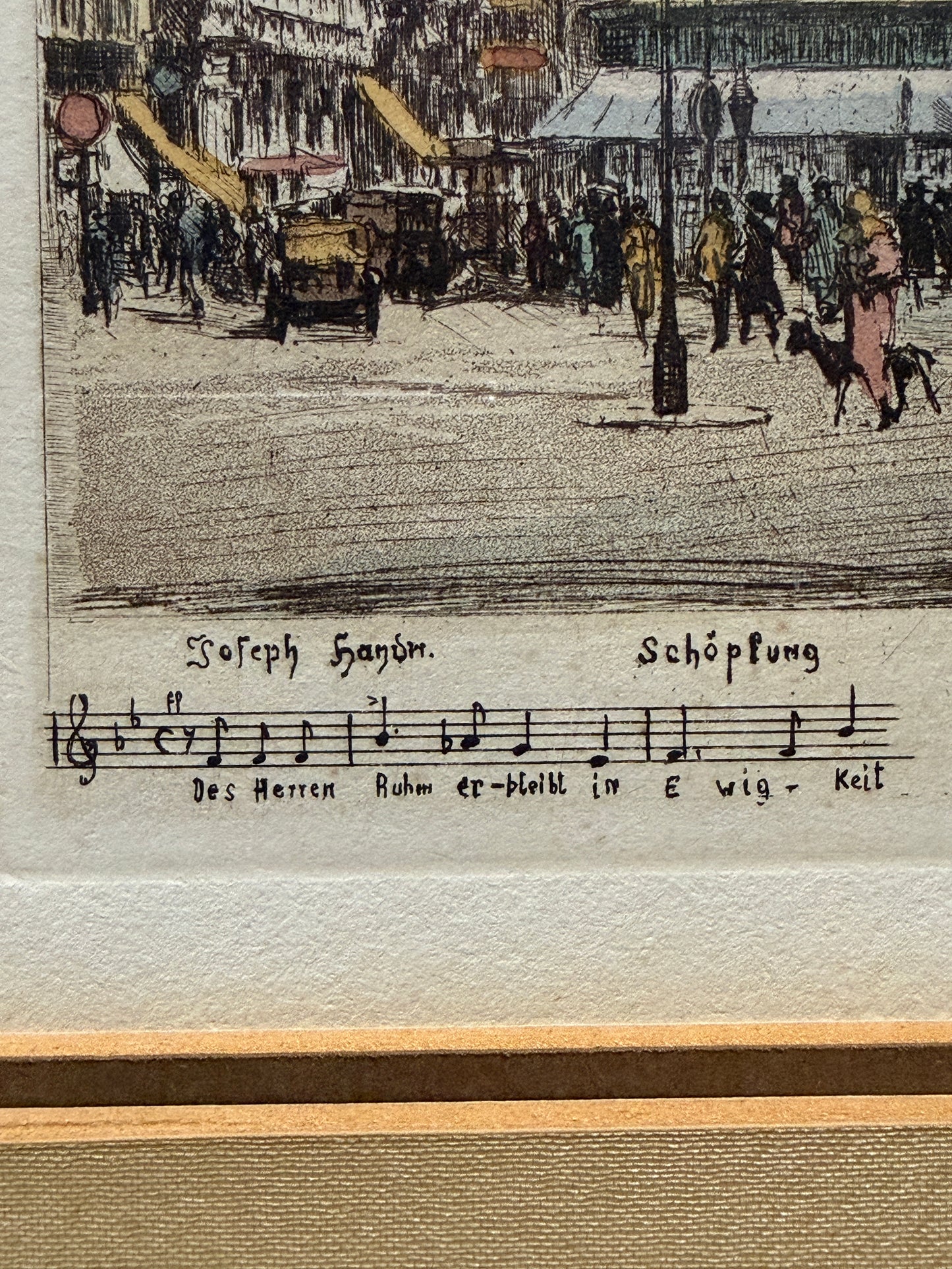Henry Goering Haydn Schöpfung Michaelerplatz Vienna Etching, Framed