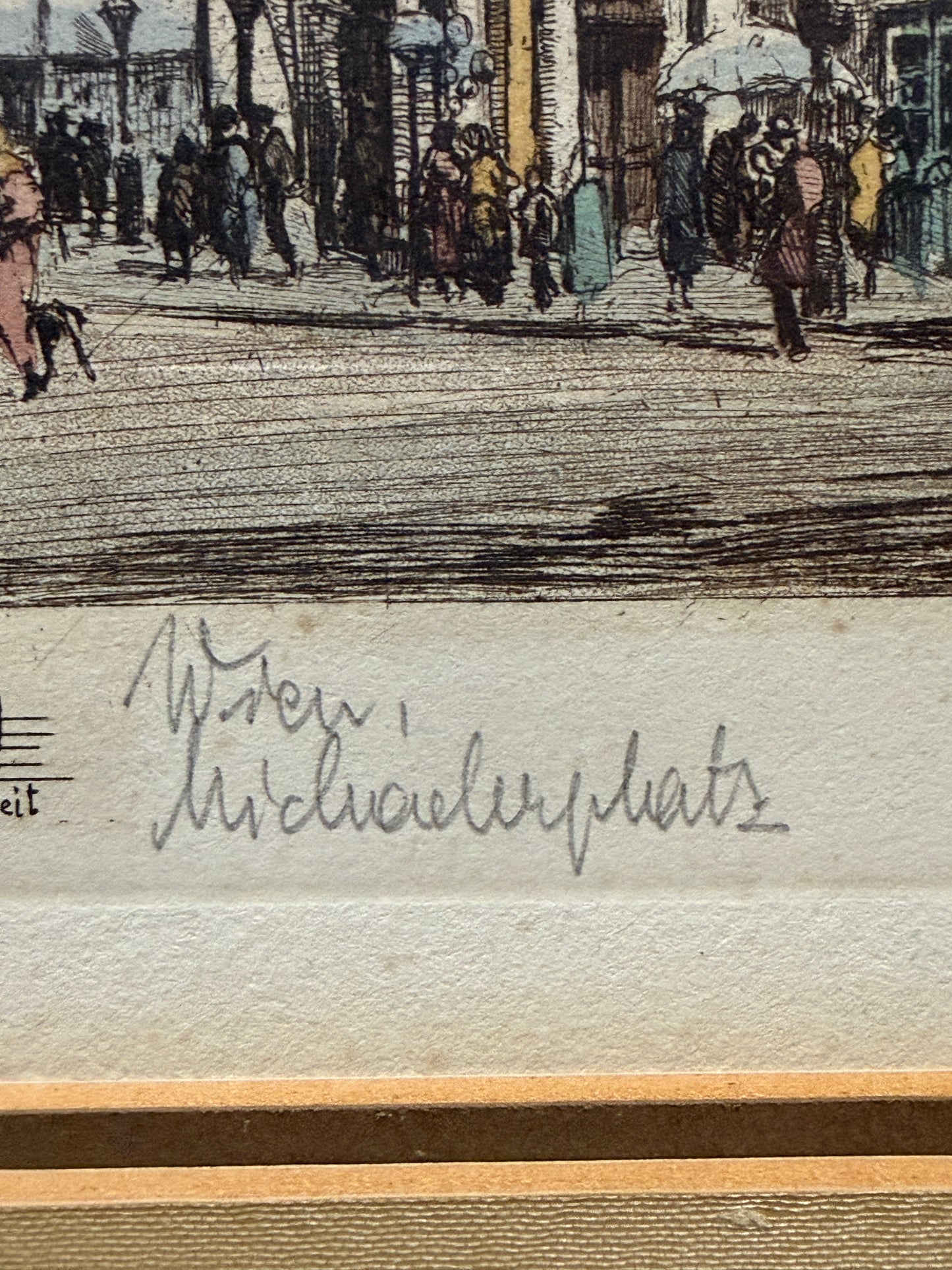 Henry Goering Haydn Schöpfung Michaelerplatz Vienna Etching, Framed