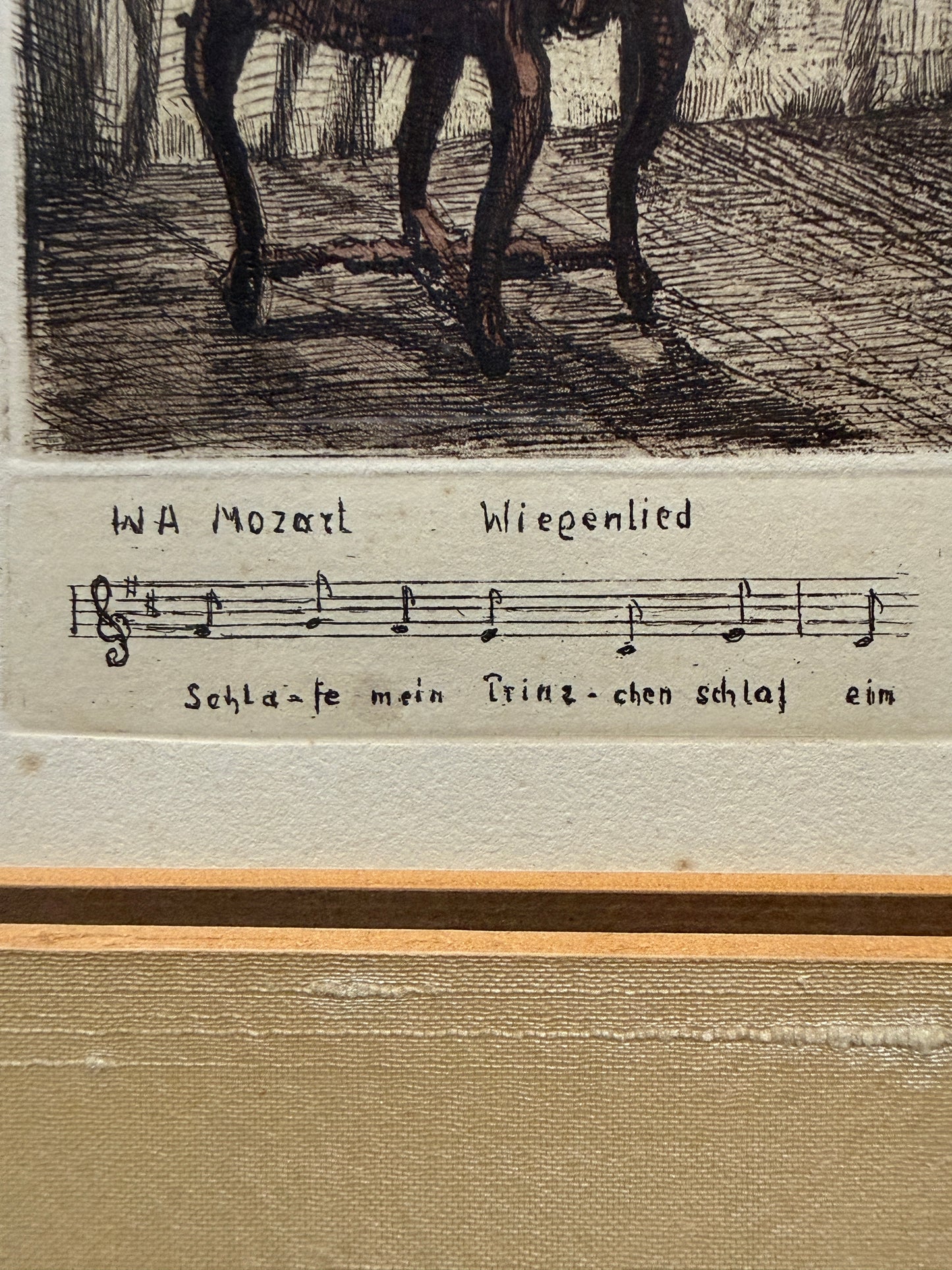 Henry Goering Mozart Wiegenlied Salzburg Mozartzimmer Etching, Framed