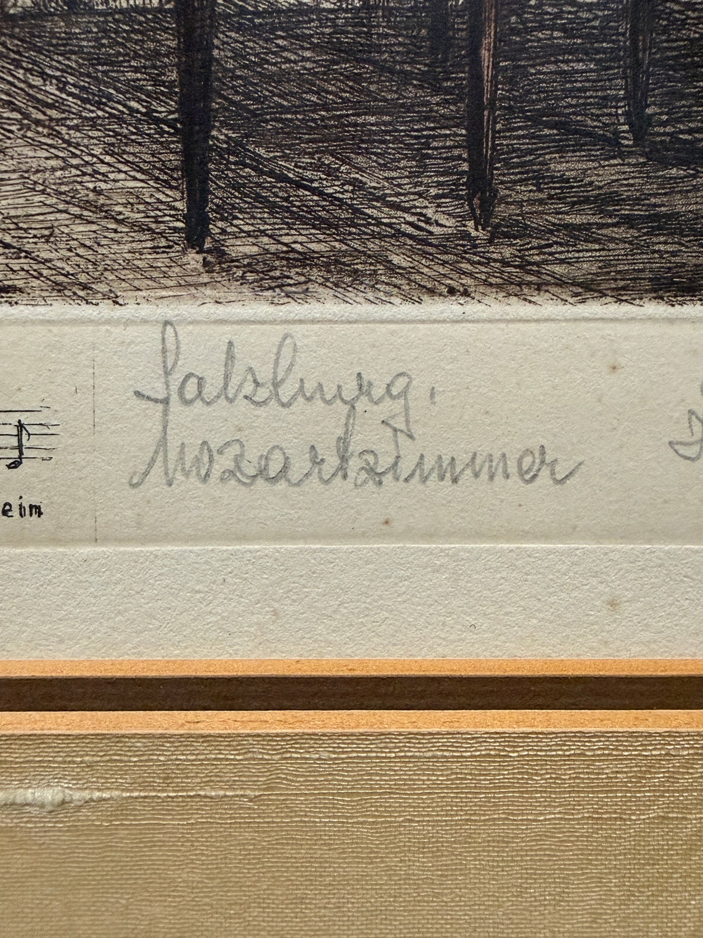 Henry Goering Mozart Wiegenlied Salzburg Mozartzimmer Etching, Framed