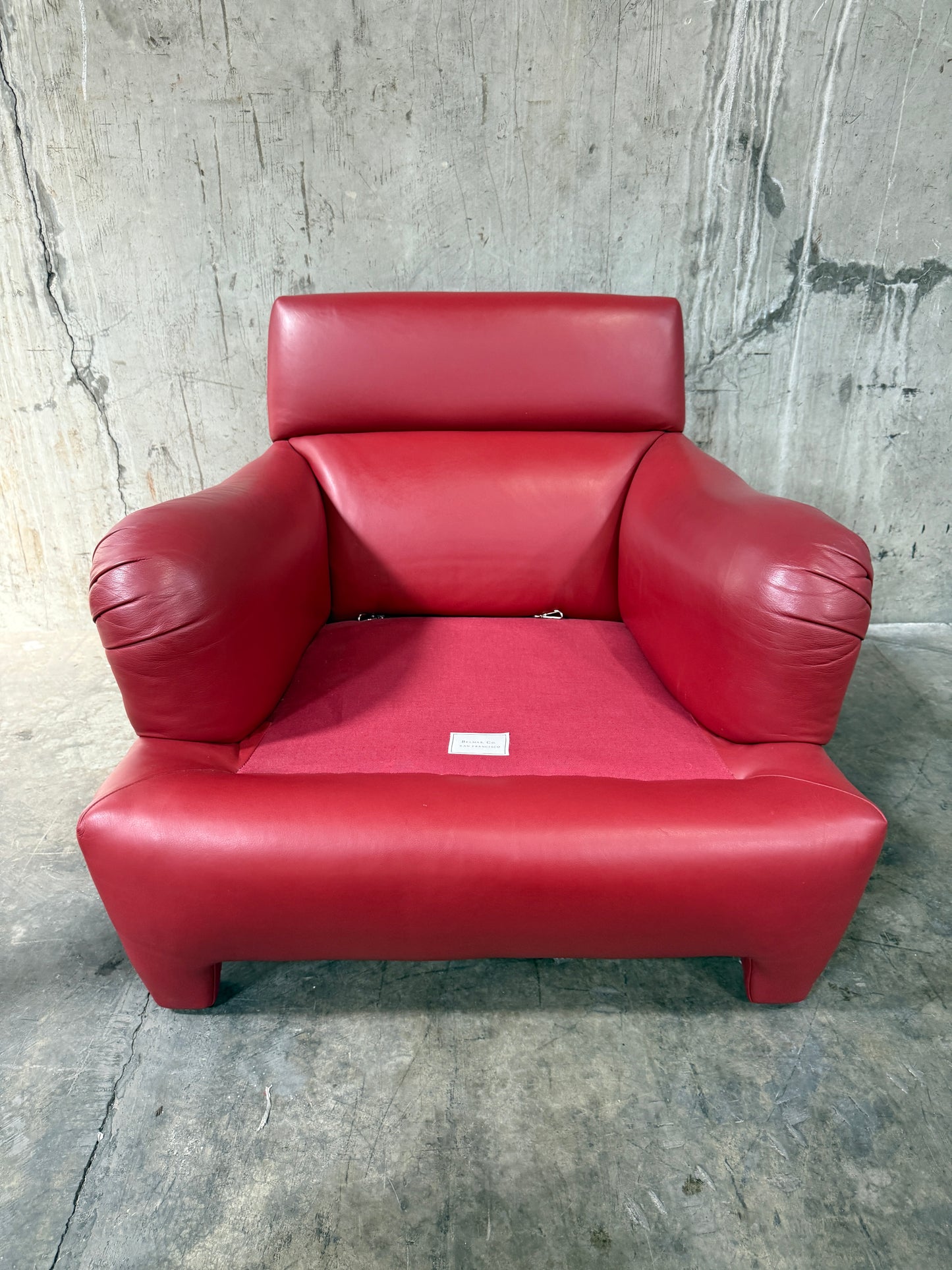 1970s Michael Taylor Red Leather Lounge Chair & Ottoman – Refurbished by Belmar Co. San Francisco