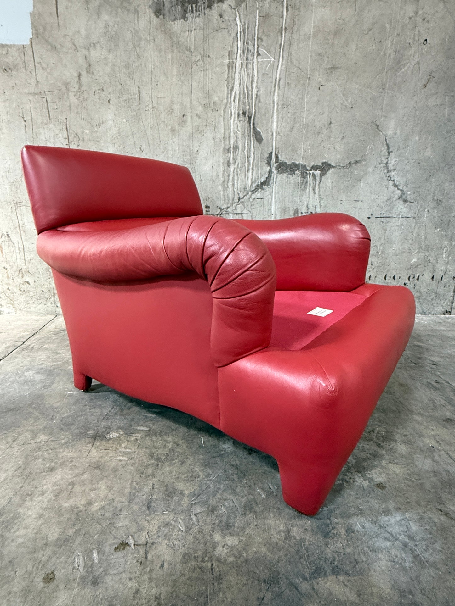 1970s Michael Taylor Red Leather Lounge Chair & Ottoman – Refurbished by Belmar Co. San Francisco
