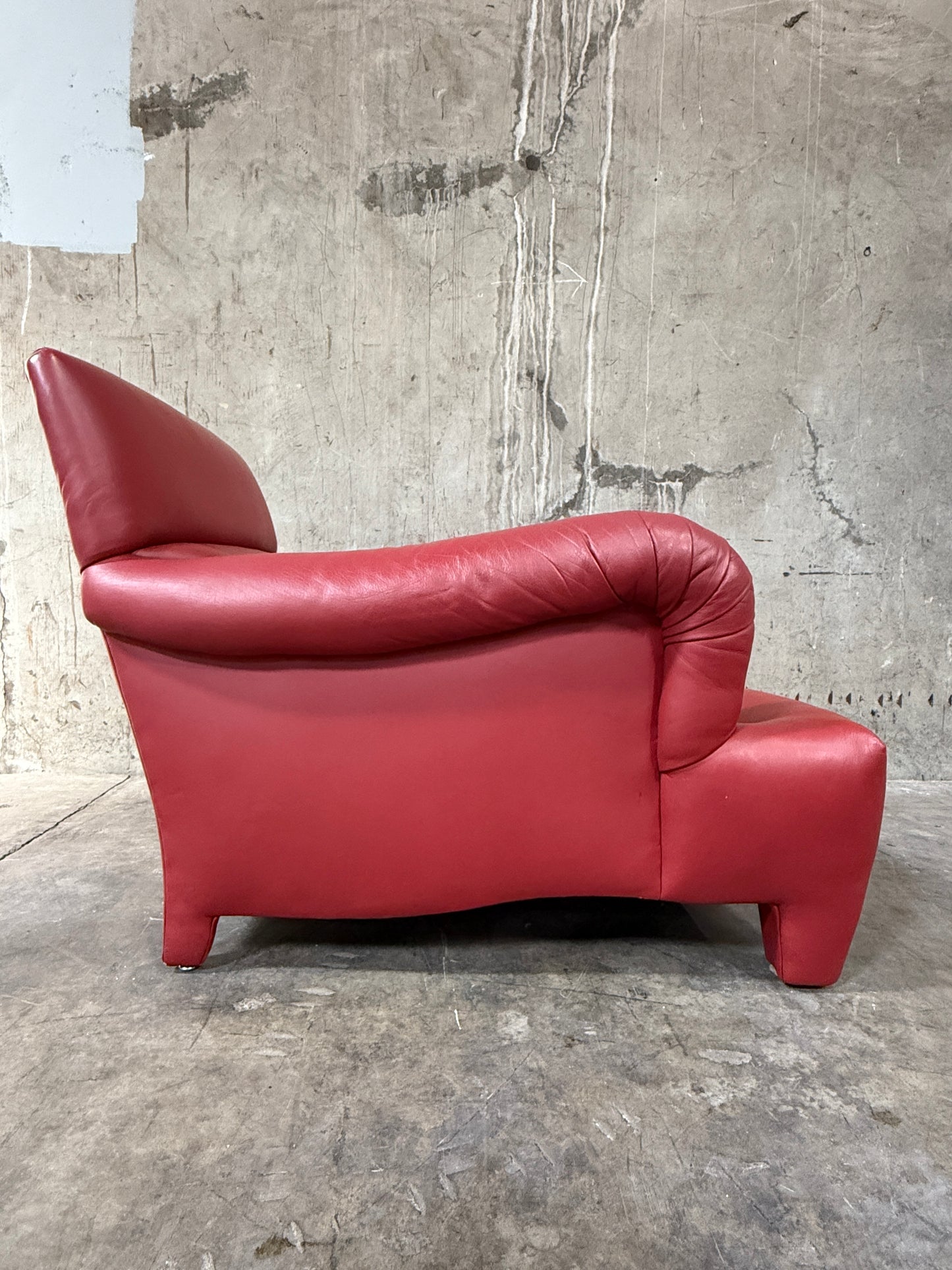 1970s Michael Taylor Red Leather Lounge Chair & Ottoman – Refurbished by Belmar Co. San Francisco
