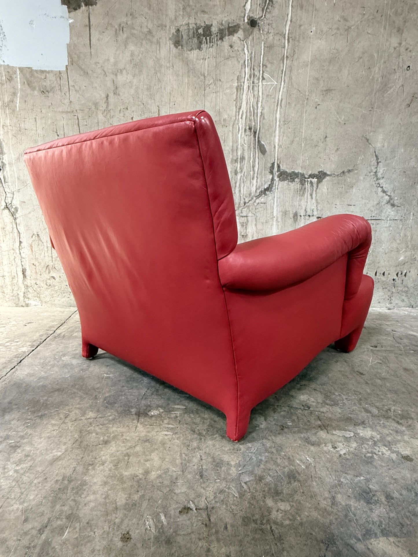 1970s Michael Taylor Red Leather Lounge Chair & Ottoman – Refurbished by Belmar Co. San Francisco