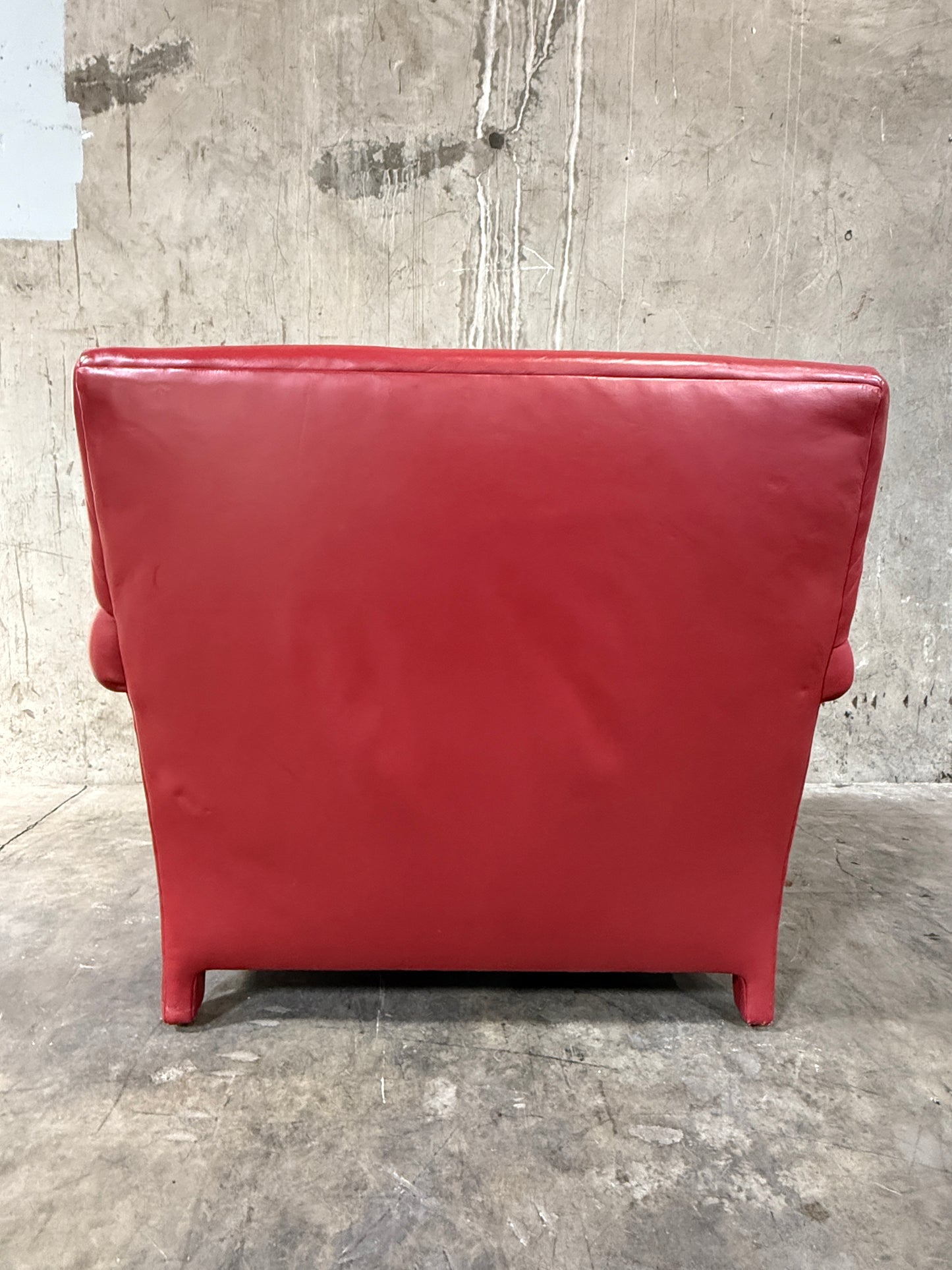 1970s Michael Taylor Red Leather Lounge Chair & Ottoman – Refurbished by Belmar Co. San Francisco