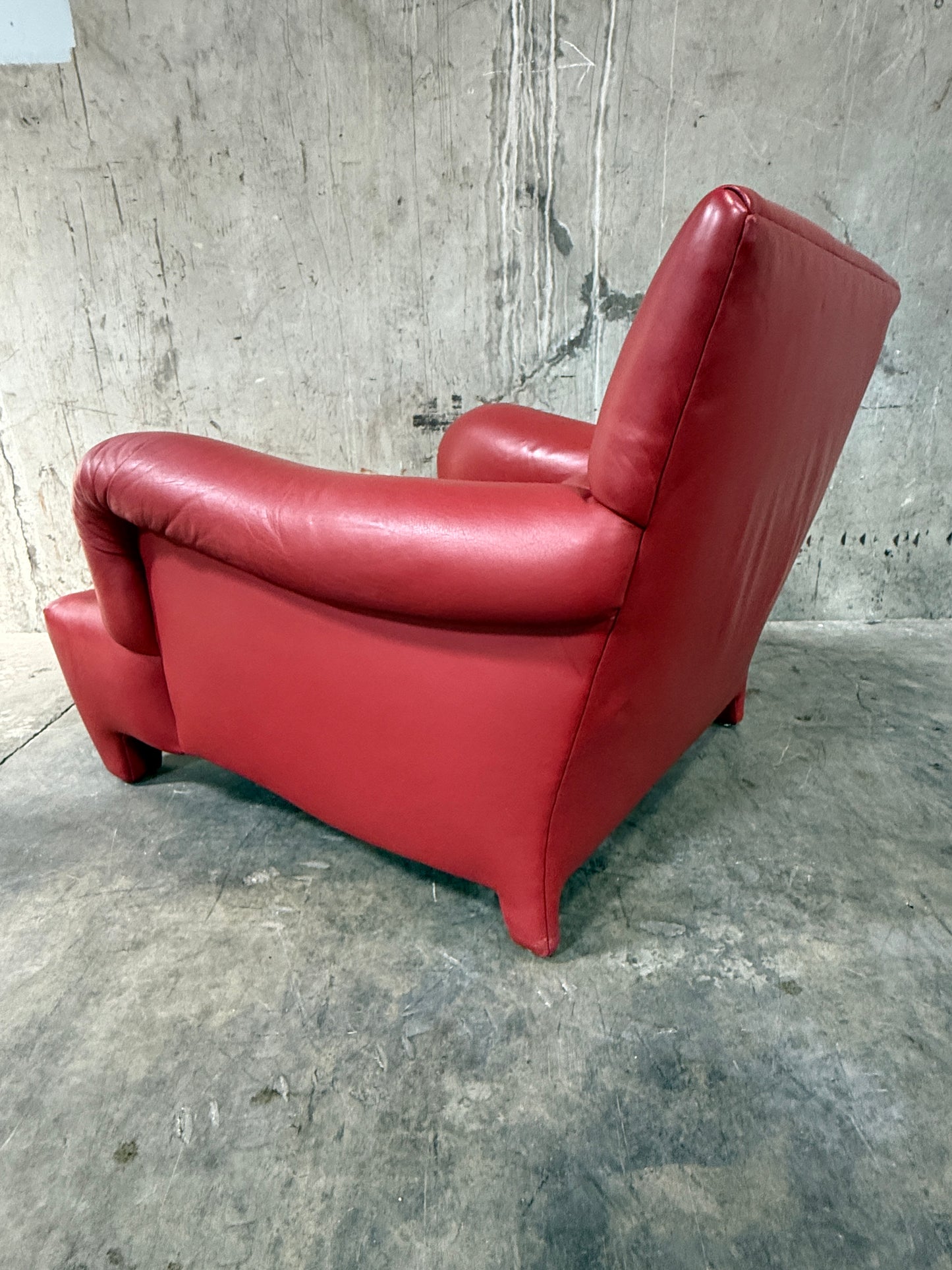 1970s Michael Taylor Red Leather Lounge Chair & Ottoman – Refurbished by Belmar Co. San Francisco