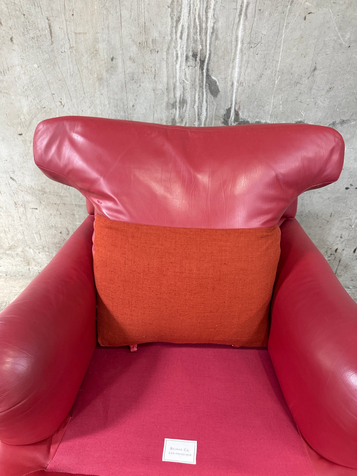 1970s Michael Taylor Red Leather Lounge Chair & Ottoman – Refurbished by Belmar Co. San Francisco