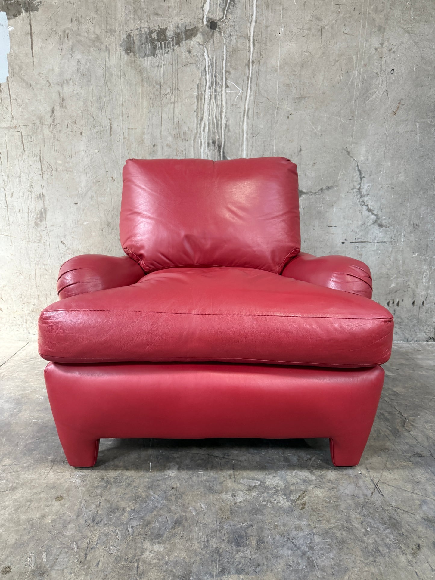 1970s Michael Taylor Red Leather Lounge Chair & Ottoman – Refurbished by Belmar Co. San Francisco