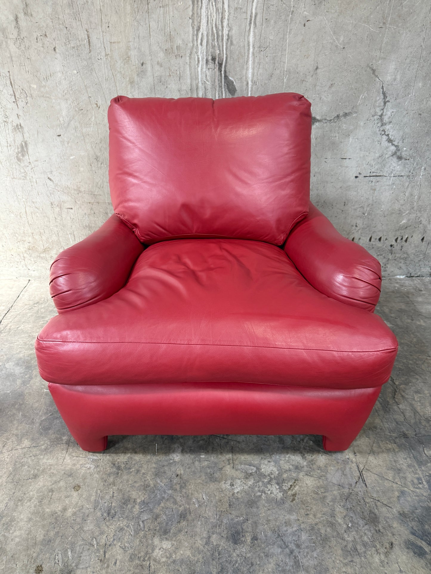 1970s Michael Taylor Red Leather Lounge Chair & Ottoman – Refurbished by Belmar Co. San Francisco