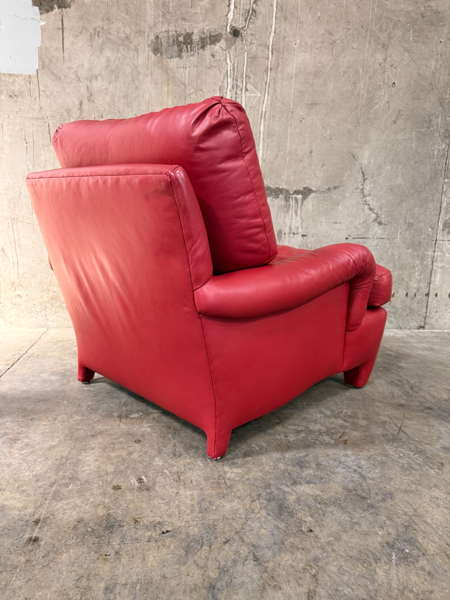 1970s Michael Taylor Red Leather Lounge Chair & Ottoman – Refurbished by Belmar Co. San Francisco