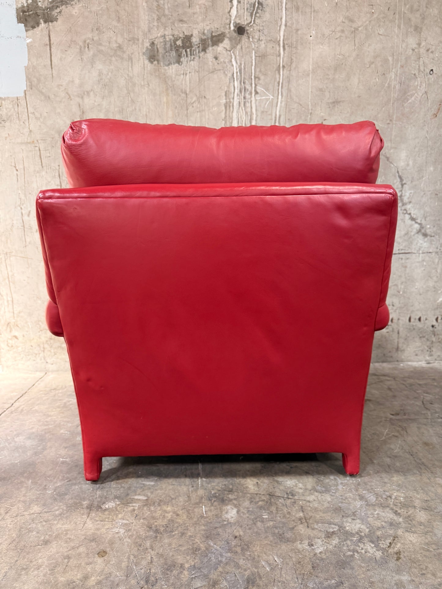 1970s Michael Taylor Red Leather Lounge Chair & Ottoman – Refurbished by Belmar Co. San Francisco
