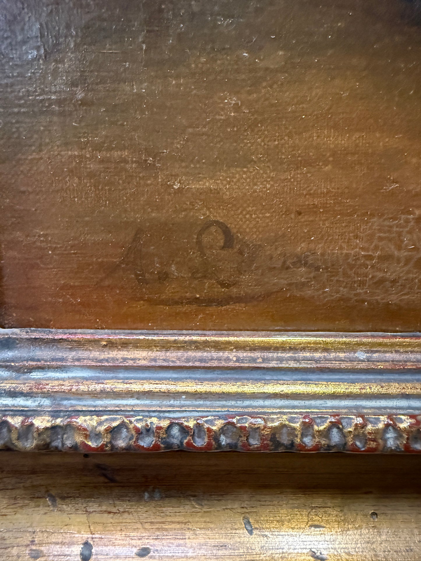 Antique 18th C Fruit Still Life Oil Painting Grapes Peaches Gilt Frame