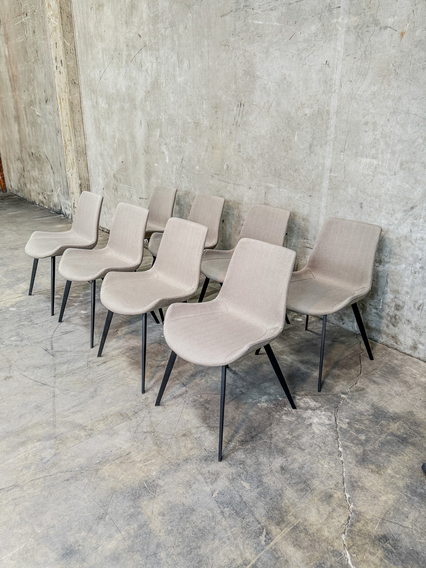 Set of Eight (8) Arhaus "Gage" Upholstered Dining Chairs