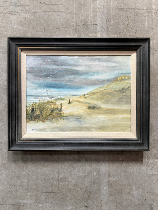 P. Myers Signed Oil Painting, Coastal Dune Landscape, Framed