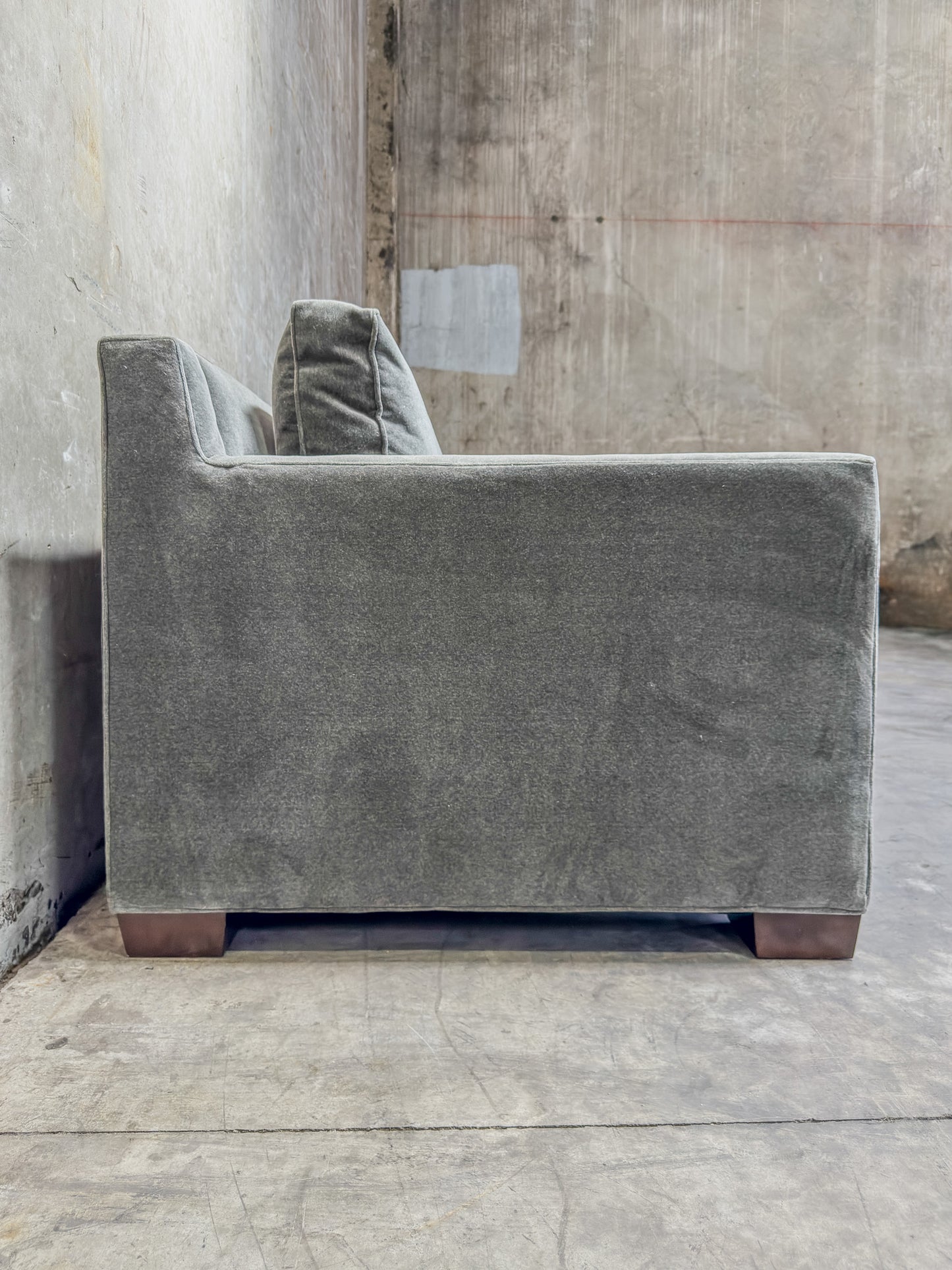 Thomas O'Brien for Century Furniture 120" Grey Velvet Sofa