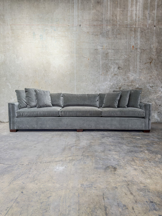 Thomas O'Brien for Century Furniture 120" Grey Velvet Sofa