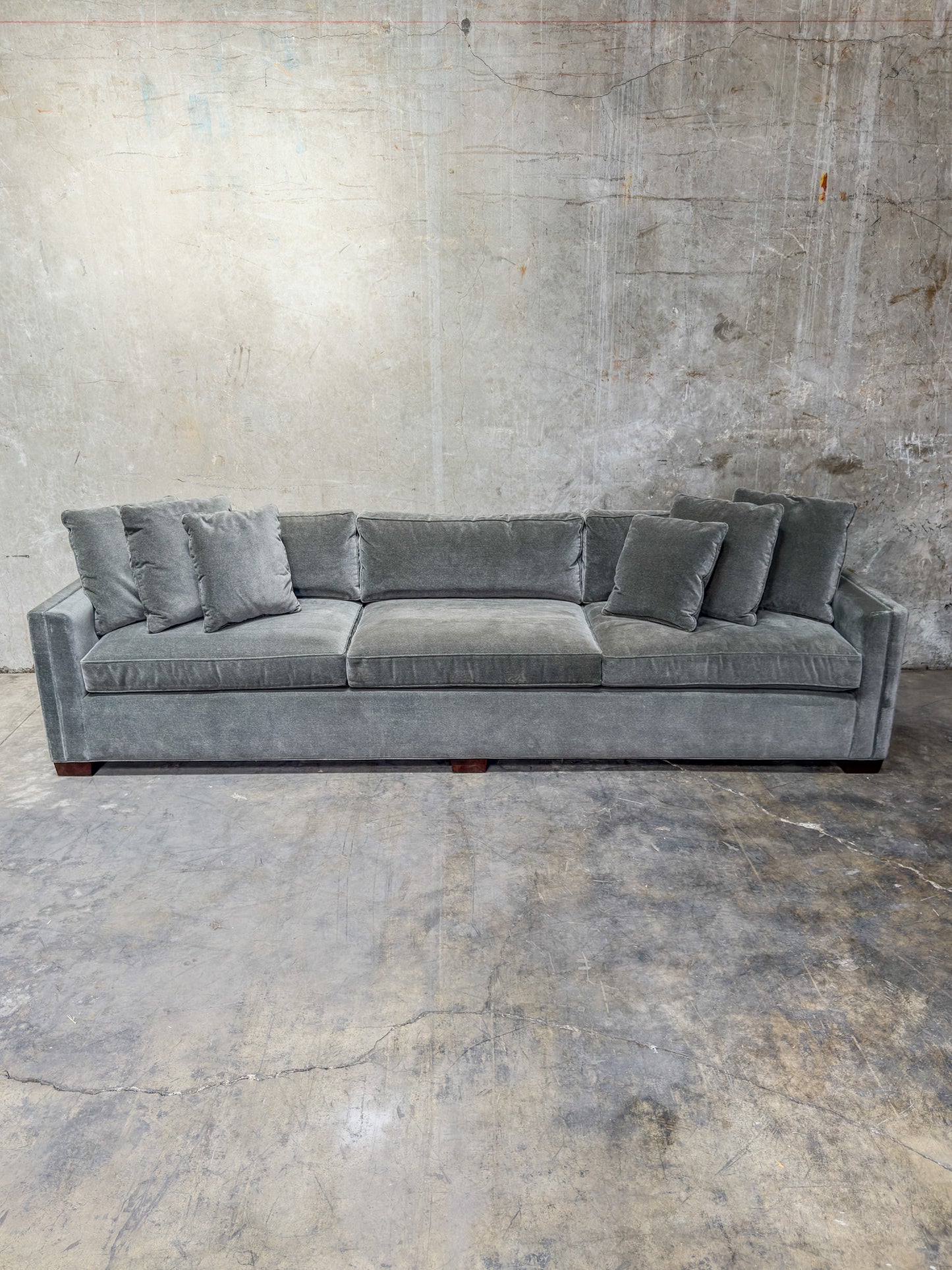Thomas O'Brien for Century Furniture 120" Grey Velvet Sofa