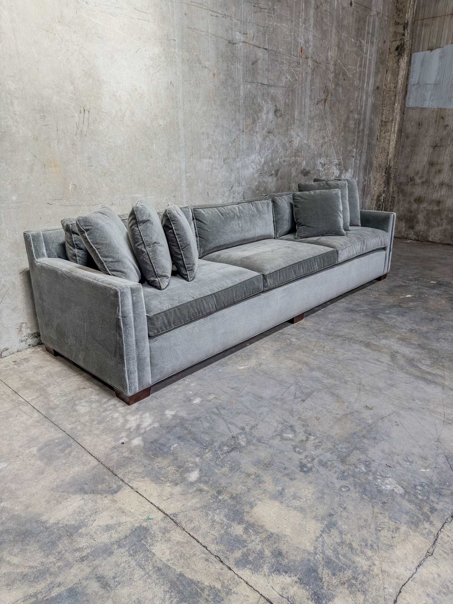 Thomas O'Brien for Century Furniture 120" Grey Velvet Sofa