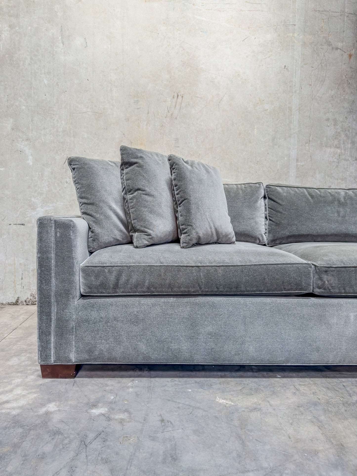 Thomas O'Brien for Century Furniture 120" Grey Velvet Sofa