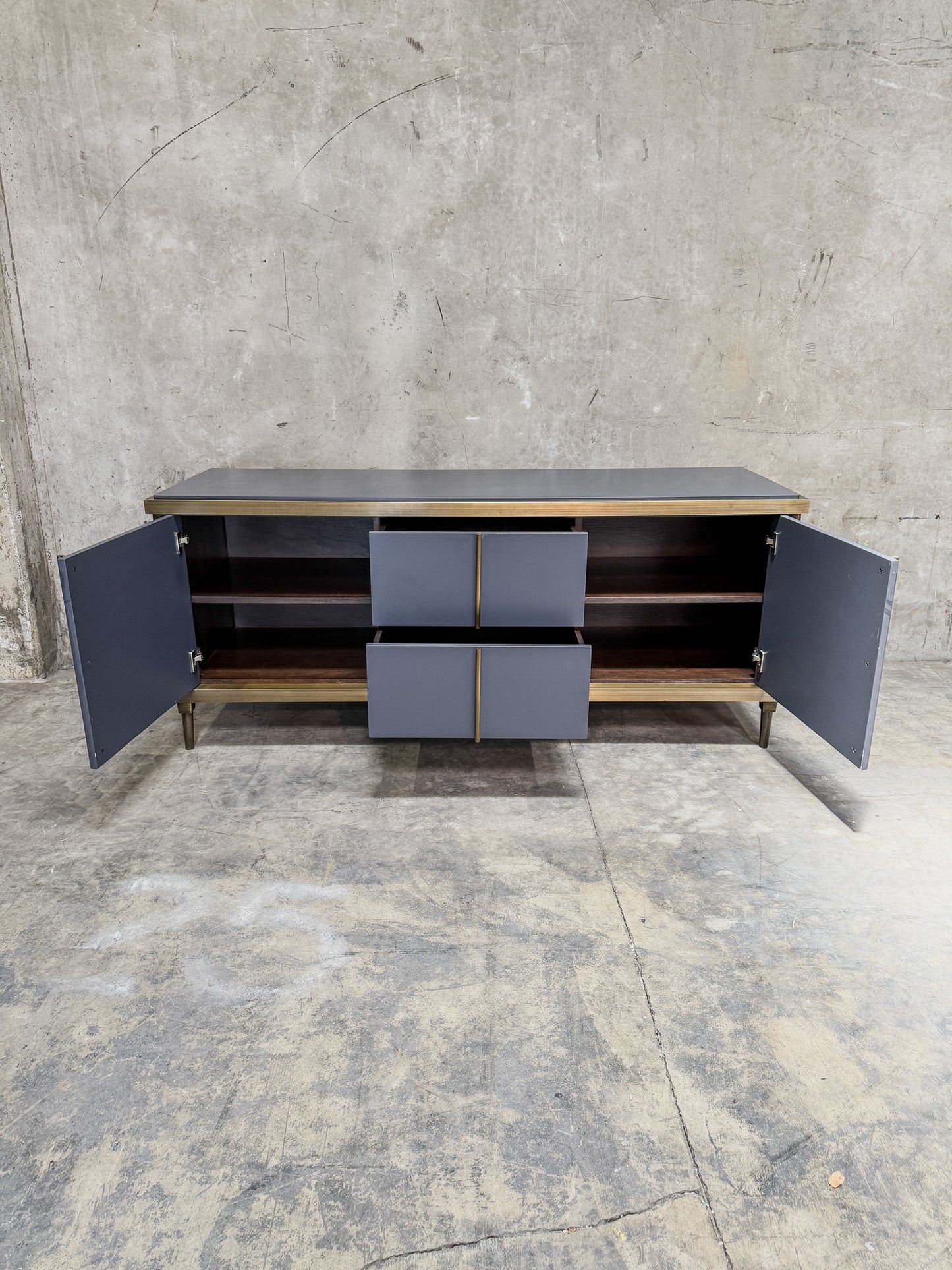Jiun Ho Montresor Sideboard - Oak, Cinnamon Brass Accents
