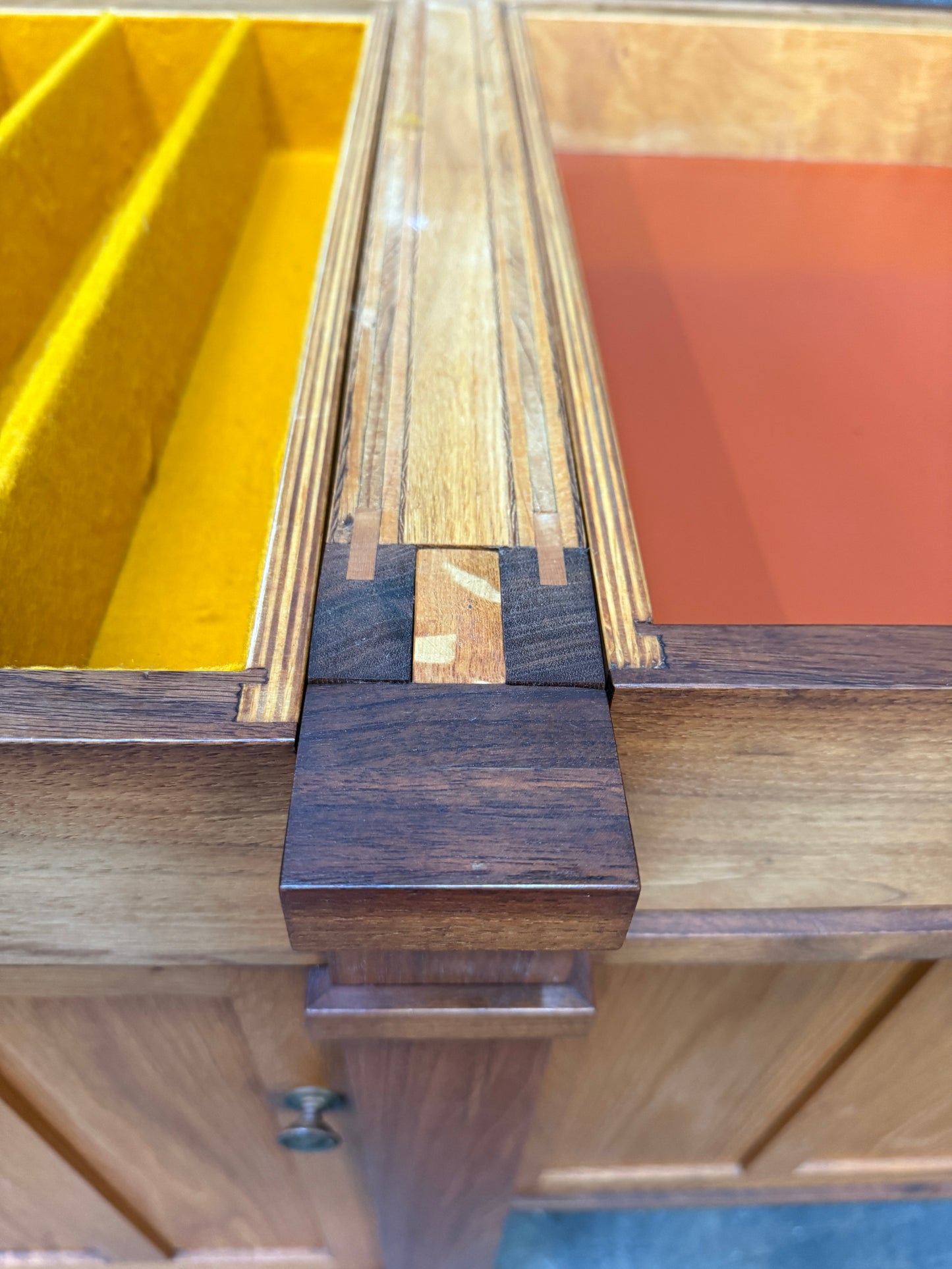 1970s Custom Handcrafted Arts & Crafts Revival Sideboard with Fold-Out Top and Lined Drawers – Brunner Cabinet Shop, San Francisco