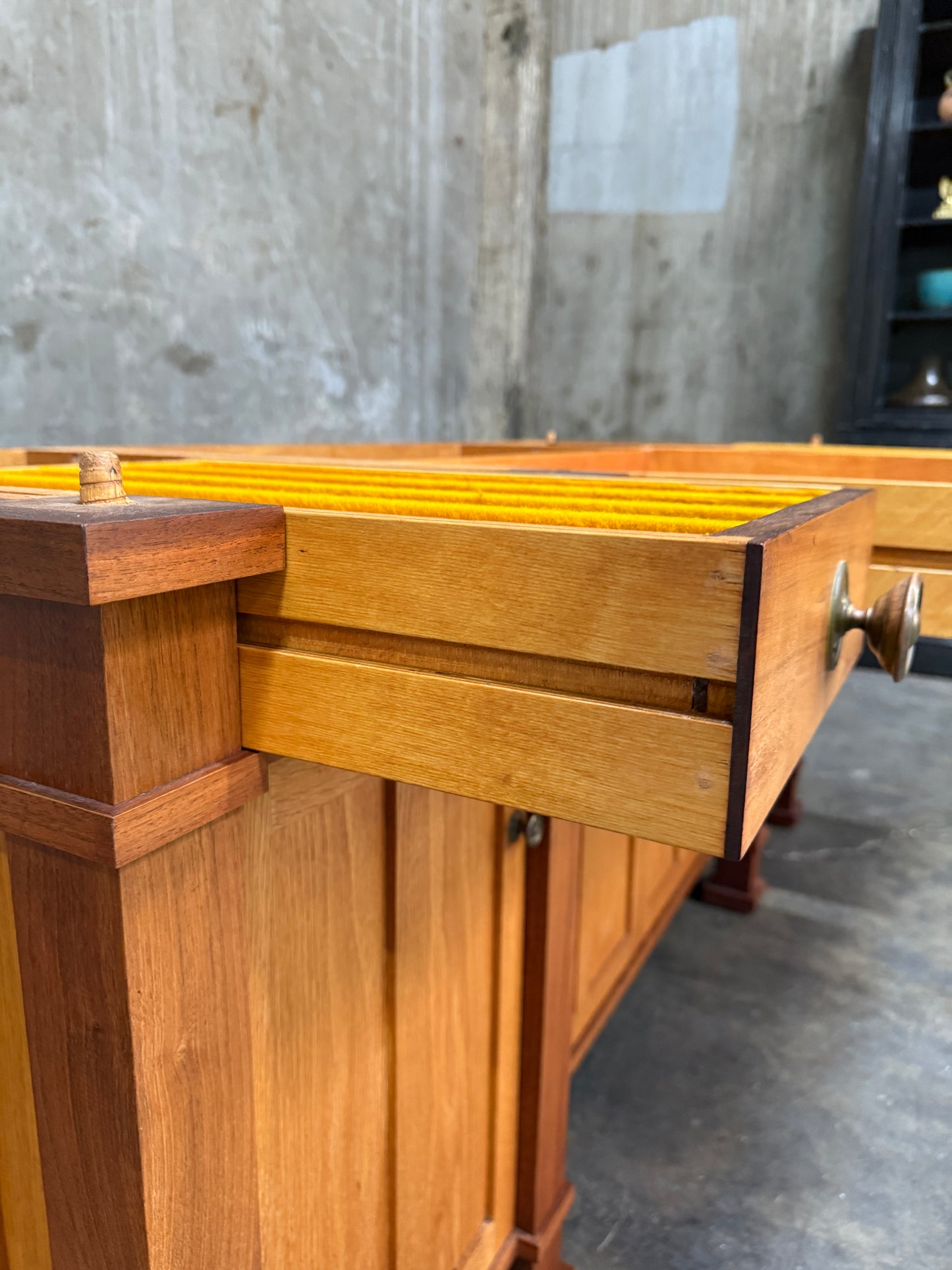 1970s Custom Handcrafted Arts & Crafts Revival Sideboard with Fold-Out Top and Lined Drawers – Brunner Cabinet Shop, San Francisco