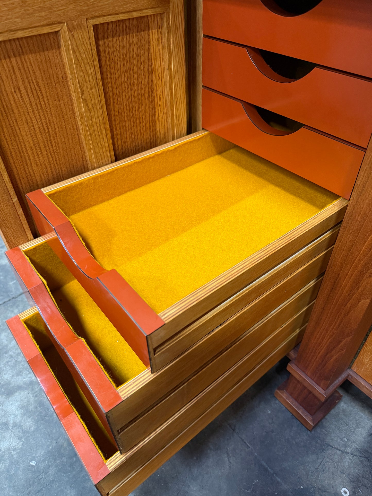 1970s Custom Handcrafted Arts & Crafts Revival Sideboard with Fold-Out Top and Lined Drawers – Brunner Cabinet Shop, San Francisco