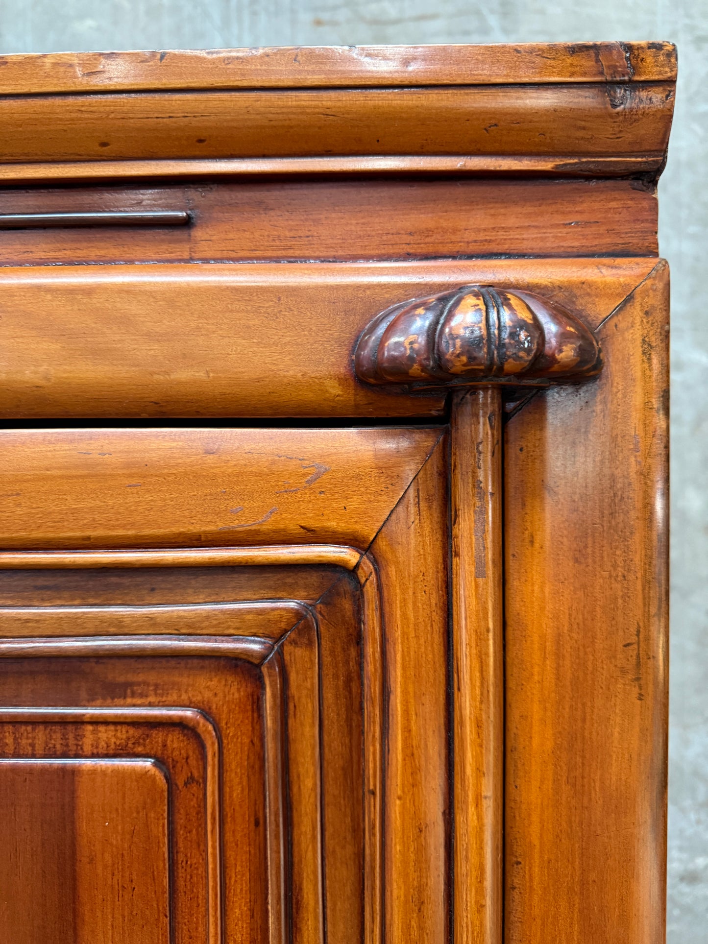 Chinese Qing Dynasty Late 19th Century Ningbo Elm Cabinet – Antique Wardrobe Armoire with Brass Hardware, 72.5″H × 40.25″W × 24″D