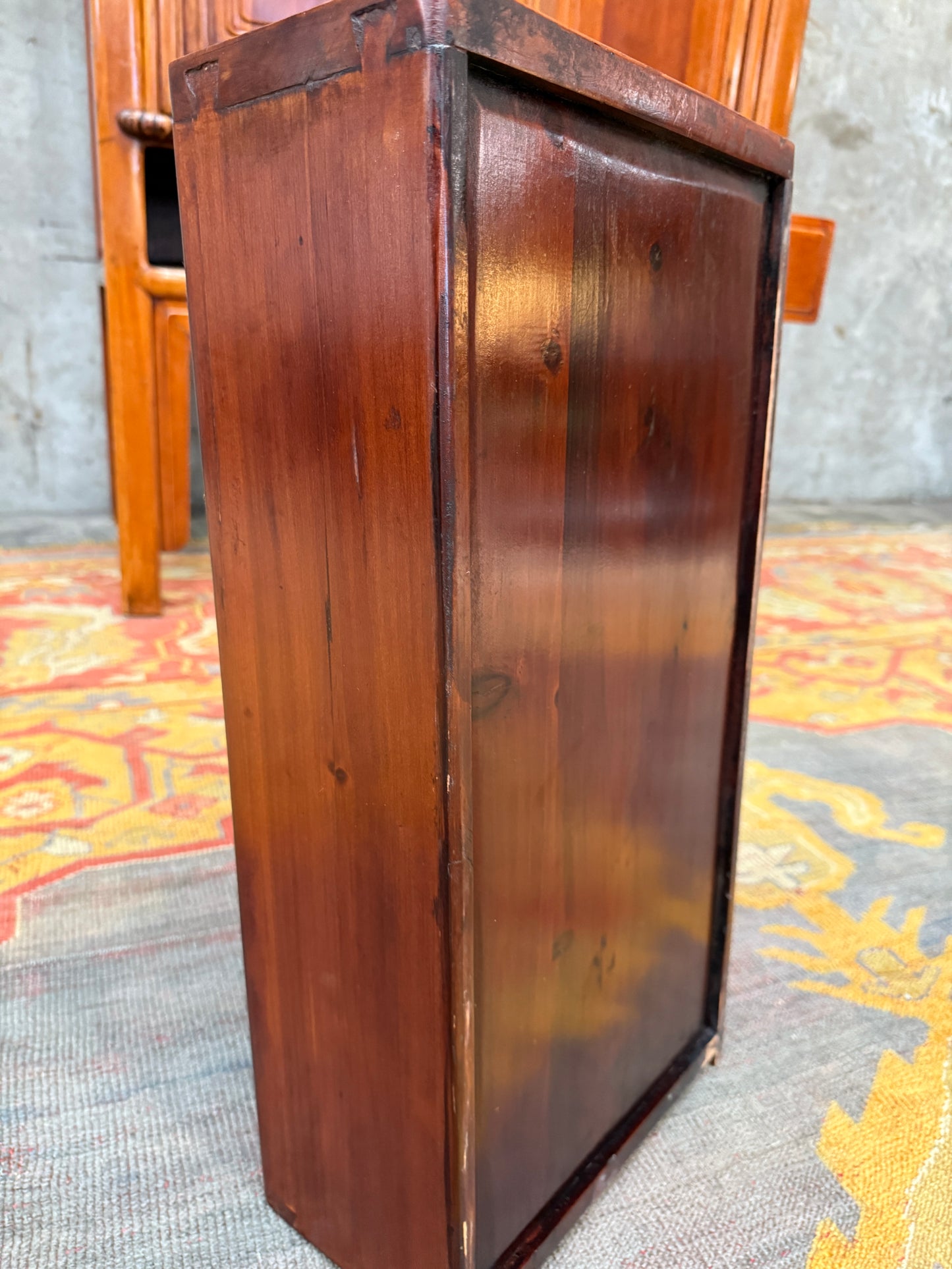 Chinese Qing Dynasty Late 19th Century Ningbo Elm Cabinet – Antique Wardrobe Armoire with Brass Hardware, 72.5″H × 40.25″W × 24″D