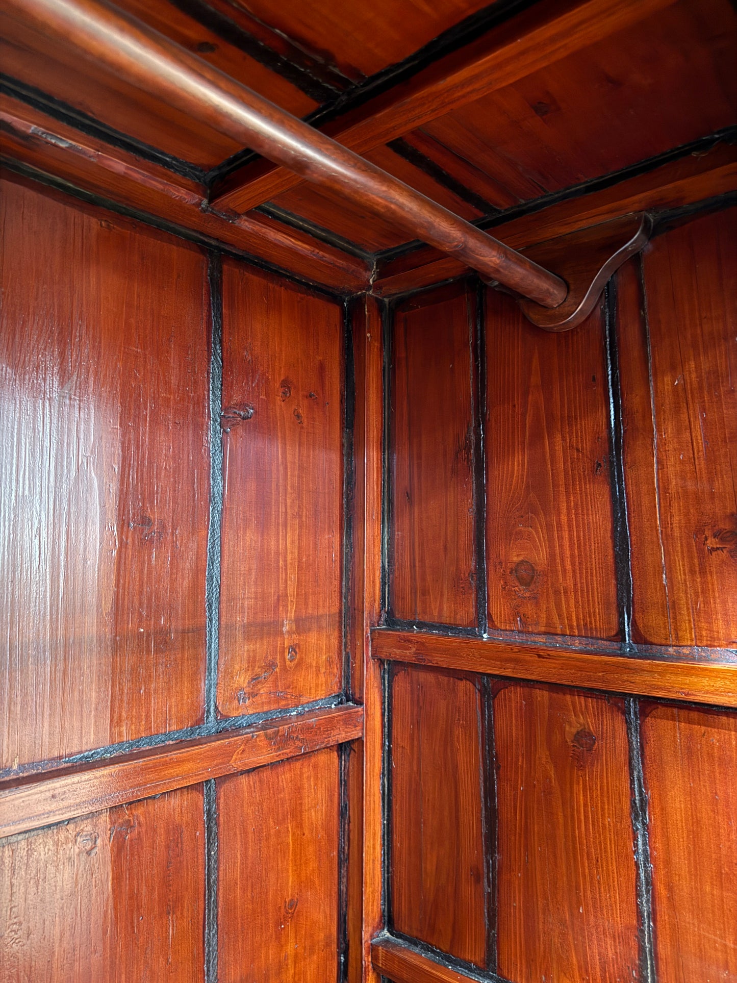 Chinese Qing Dynasty Late 19th Century Ningbo Elm Cabinet – Antique Wardrobe Armoire with Brass Hardware, 72.5″H × 40.25″W × 24″D