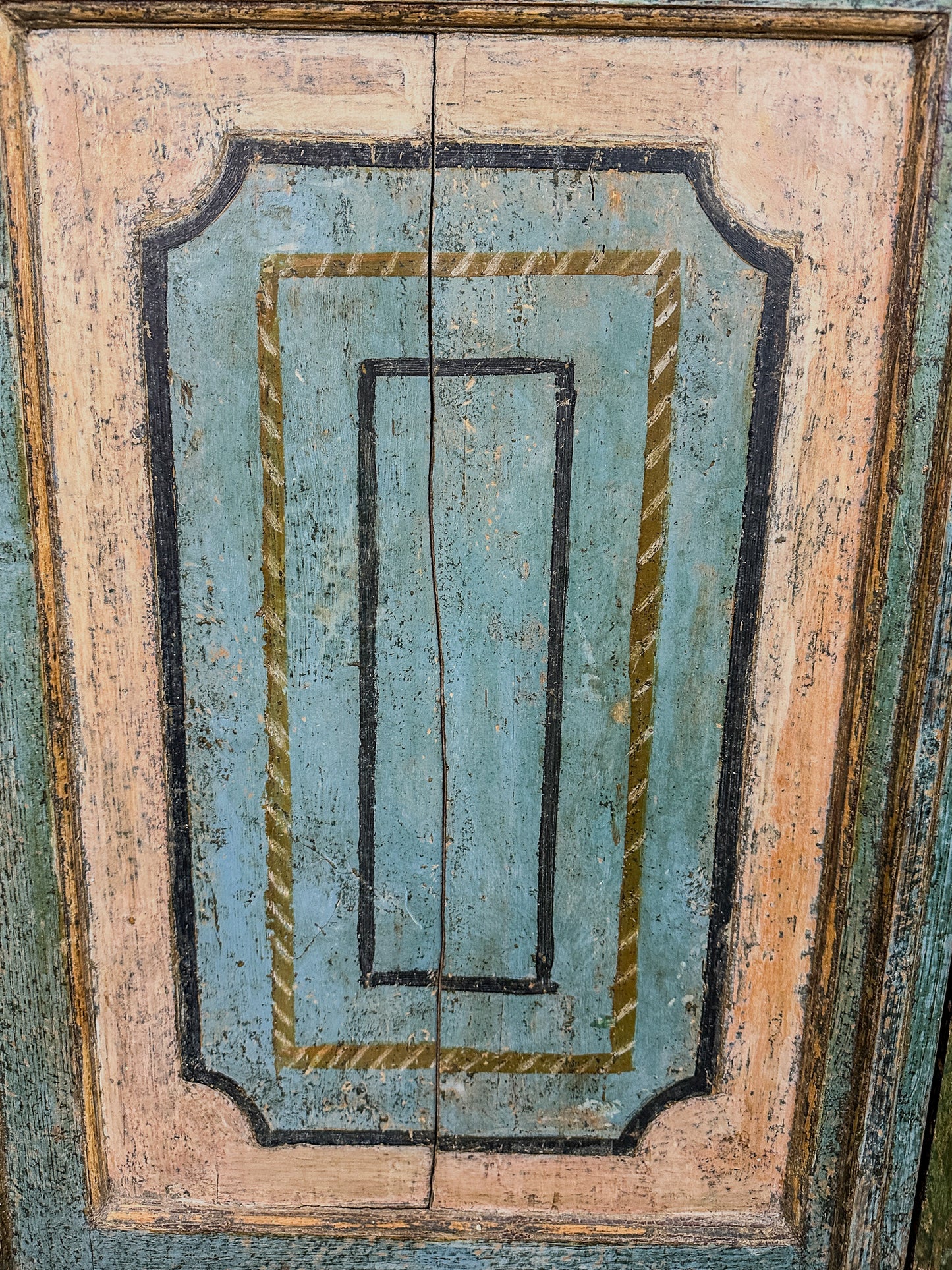 18th C. Tuscan Provincial Painted Display Cabinet Italy c.1780 91"H Blue Green