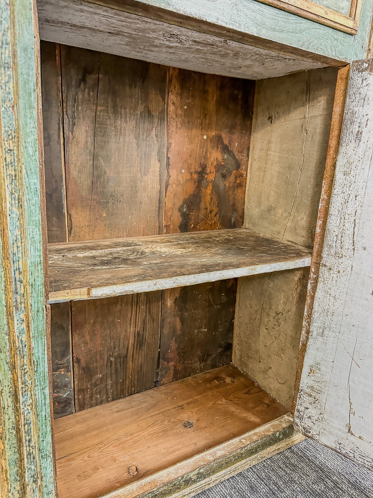 18th C. Tuscan Provincial Painted Display Cabinet Italy c.1780 91"H Blue Green