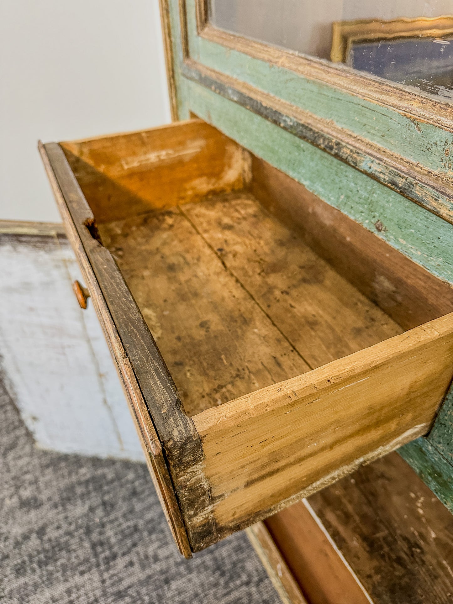 18th C. Tuscan Provincial Painted Display Cabinet Italy c.1780 91"H Blue Green